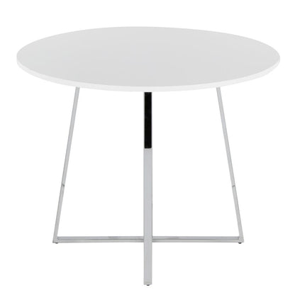 Chrome Metal, White MDF Canary Cosmo Dining Table