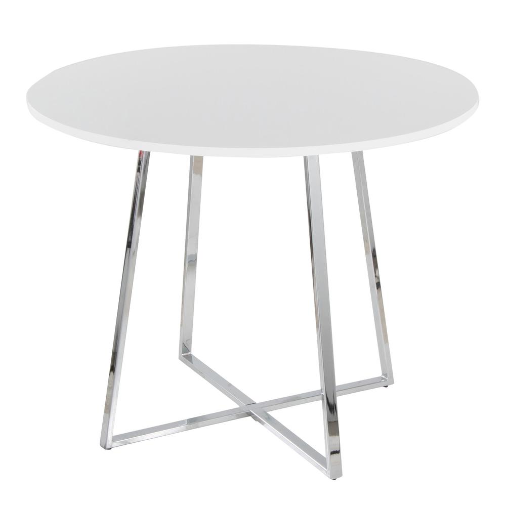 Chrome Metal, White MDF Canary Cosmo Dining Table