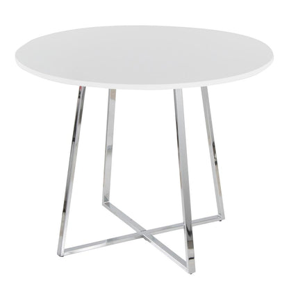 Chrome Metal, White MDF Canary Cosmo Dining Table