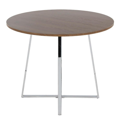 Chrome Metal, Walnut Wood Canary Cosmo Dining Table
