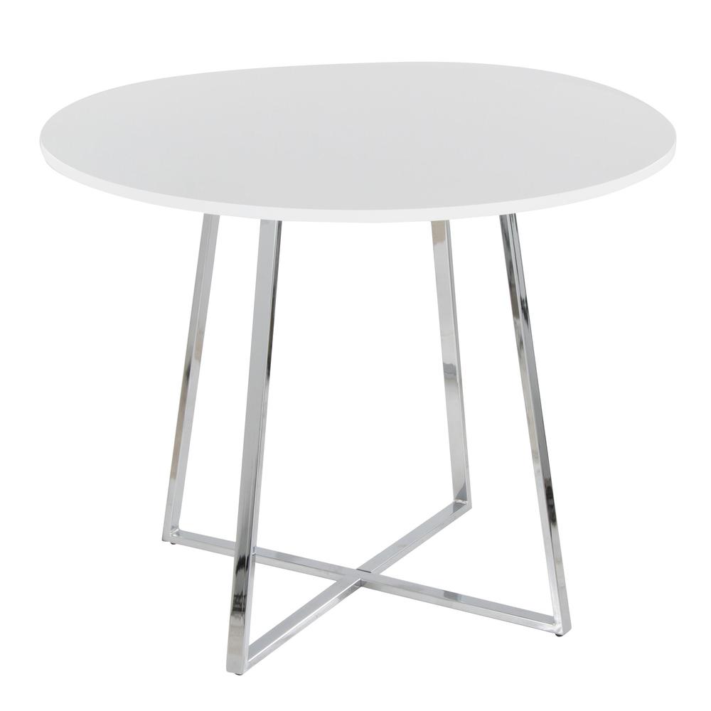 Chrome Metal, White MDF Canary Cosmo Dining Table