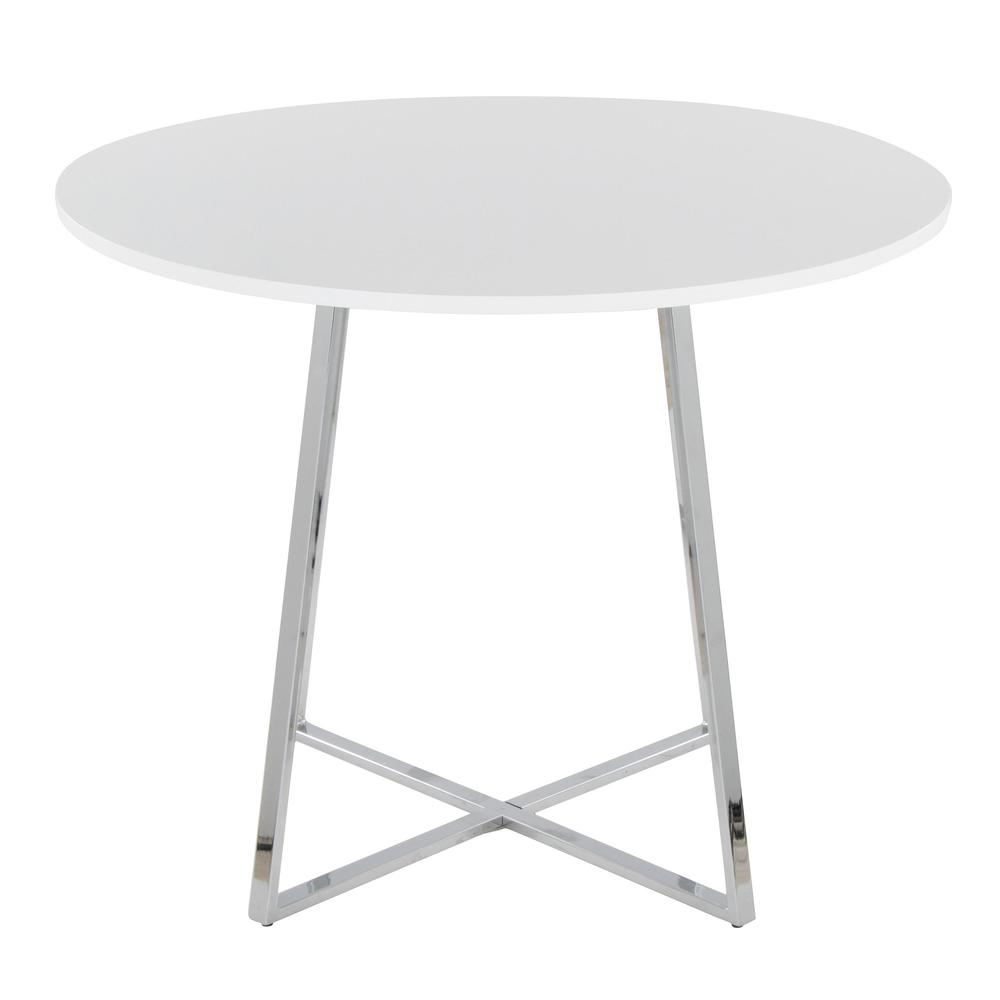 Chrome Metal, White MDF Canary Cosmo Dining Table