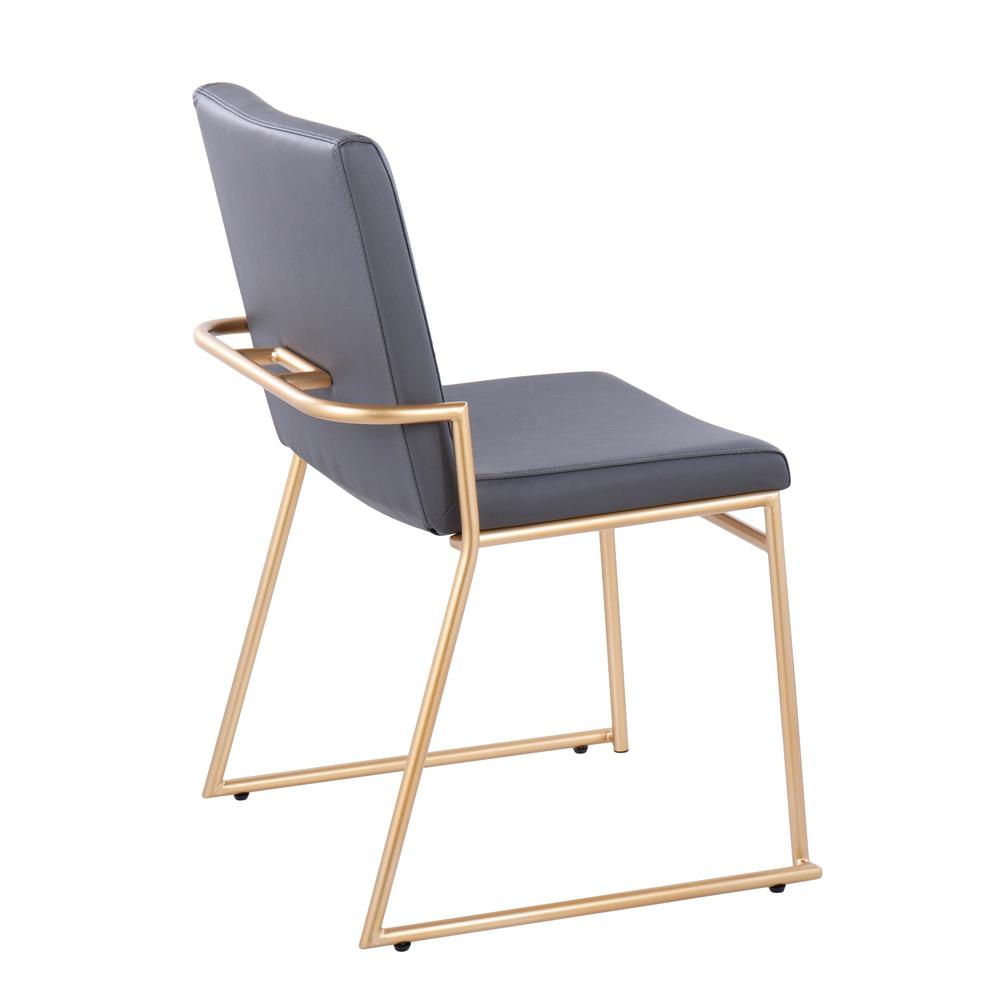 Gold Steel, Grey PU Dutchess Dining Chair - Set of 2