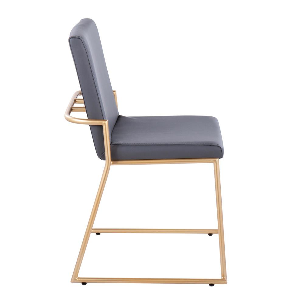 Gold Steel, Grey PU Dutchess Dining Chair - Set of 2