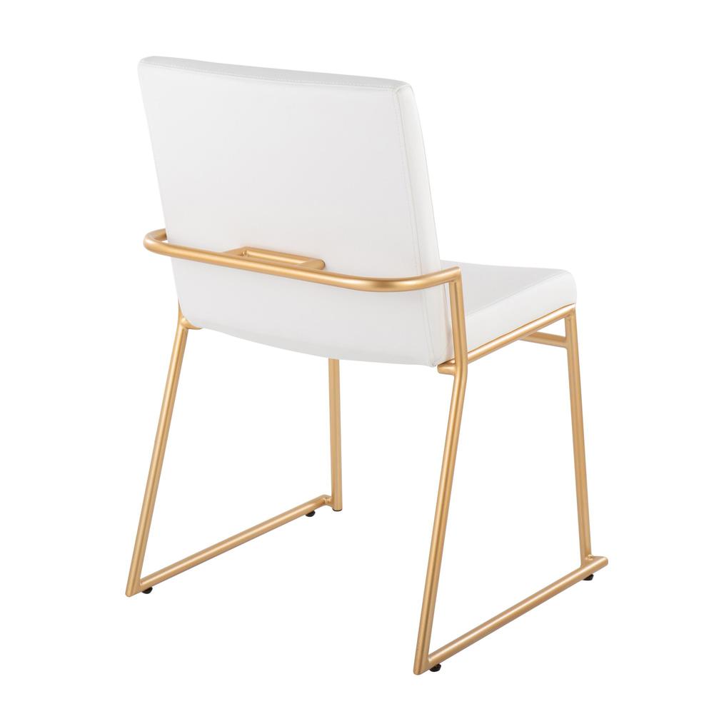 Gold Steel, White PU Dutchess Dining Chair - Set of 2