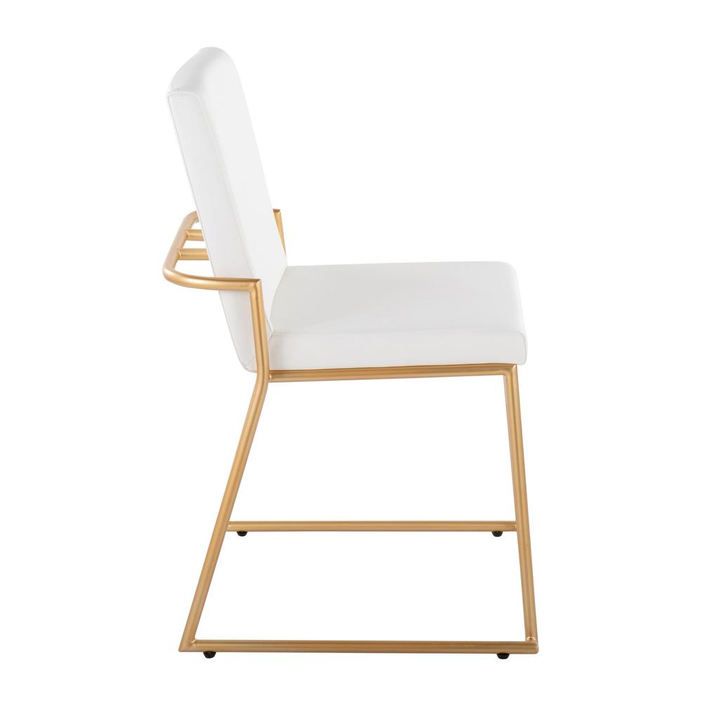 Gold Steel, White PU Dutchess Dining Chair - Set of 2