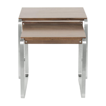 Stainless Steel, Walnut Tea Side Nesting Tables