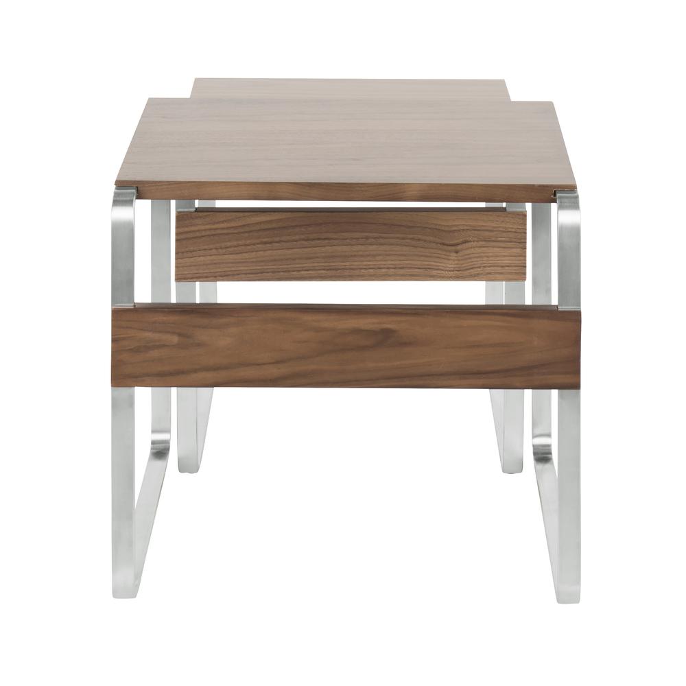 Stainless Steel, Walnut Tea Side Nesting Tables