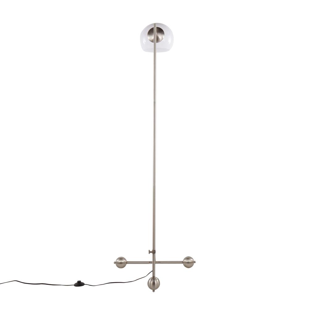 Brushed Nickel, White Plastic Eileen Floor Lamp