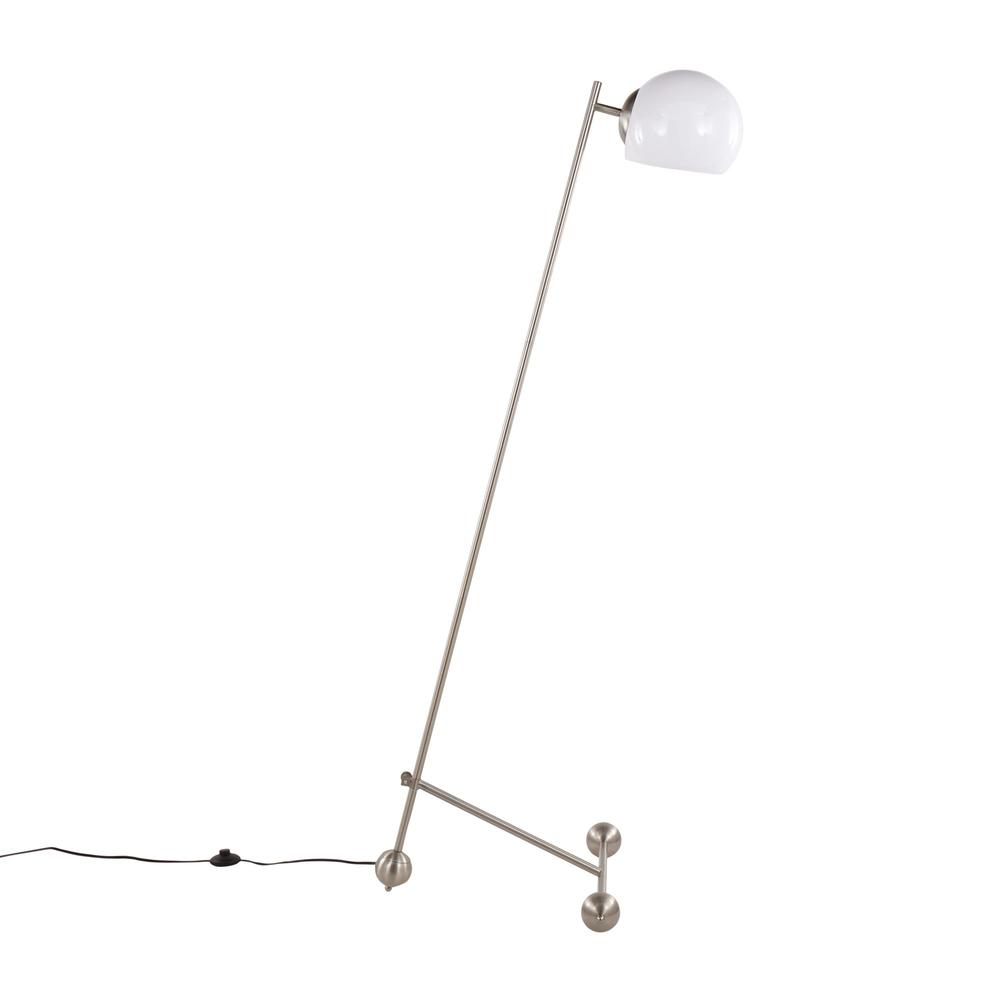Brushed Nickel, White Plastic Eileen Floor Lamp