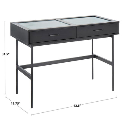Black Steel, Black Wood Emery Console Table