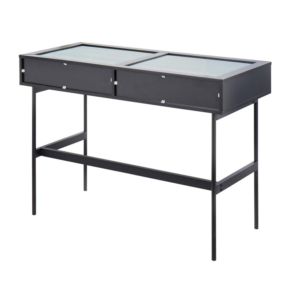 Black Steel, Black Wood Emery Console Table