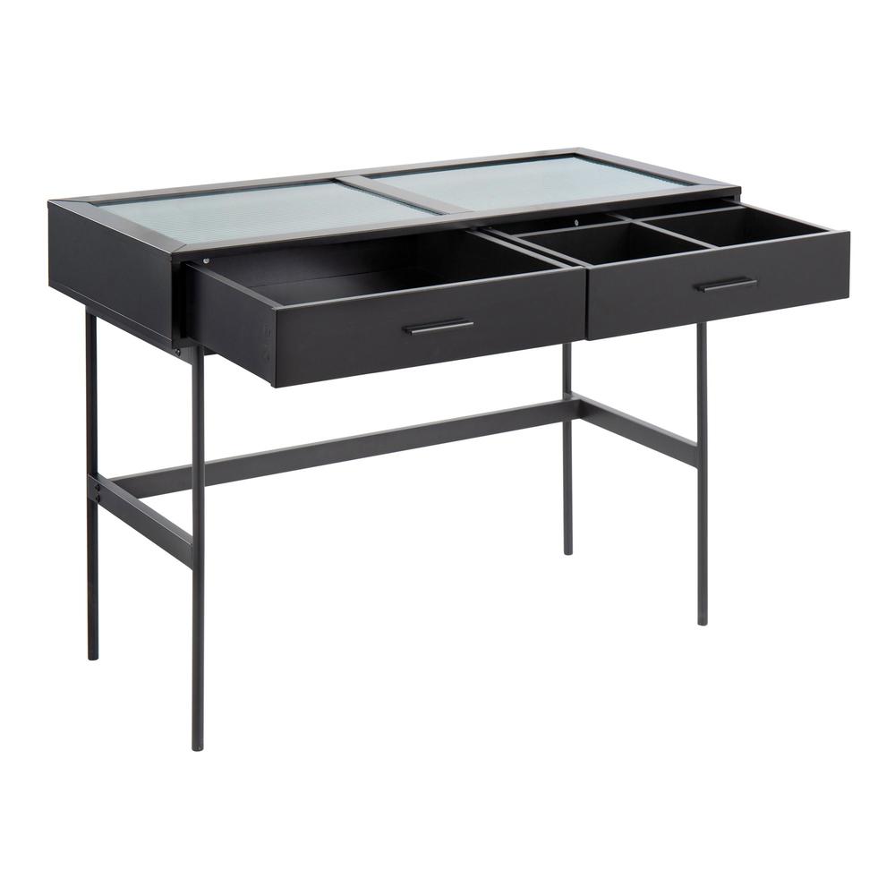 Black Steel, Black Wood Emery Console Table