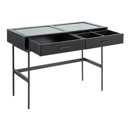 Black Steel, Black Wood Emery Console Table