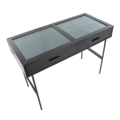 Black Steel, Black Wood Emery Console Table