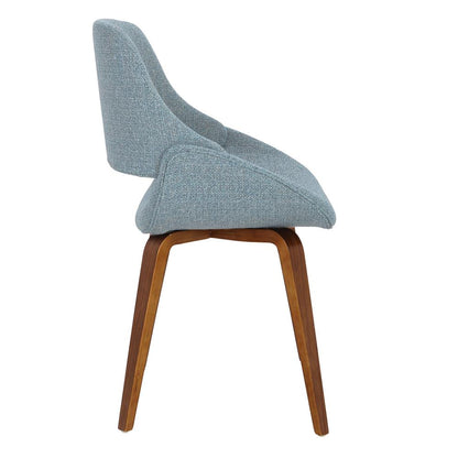 Walnut, Blue Fabrico Chair - Set of 2