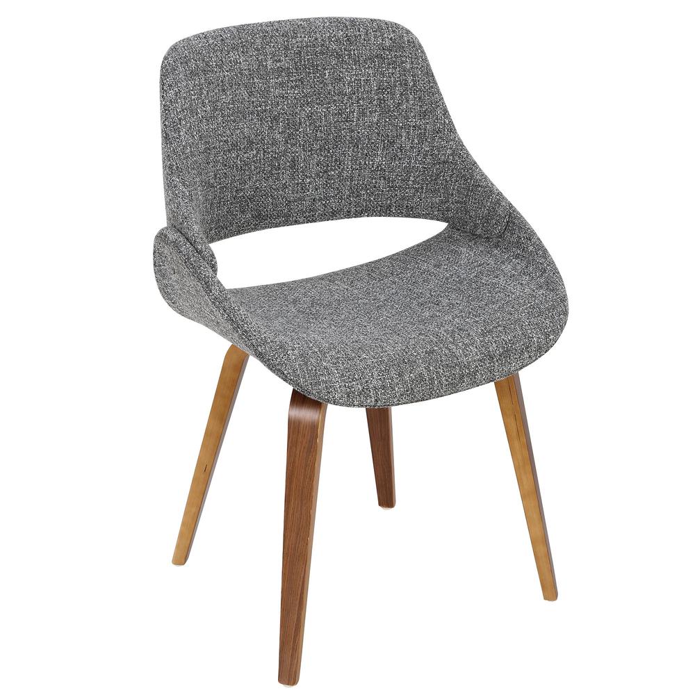 Walnut, Grey Fabrico Chair - Set of 2