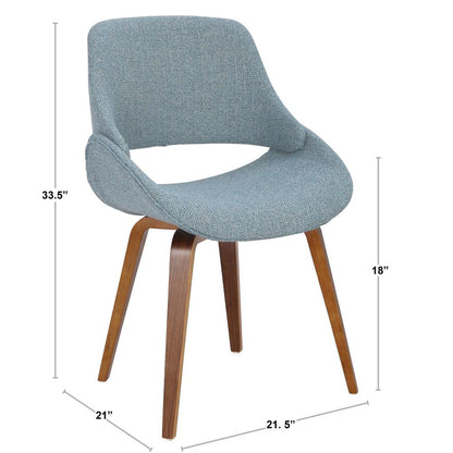 Walnut, Blue Fabrico Chair - Set of 2
