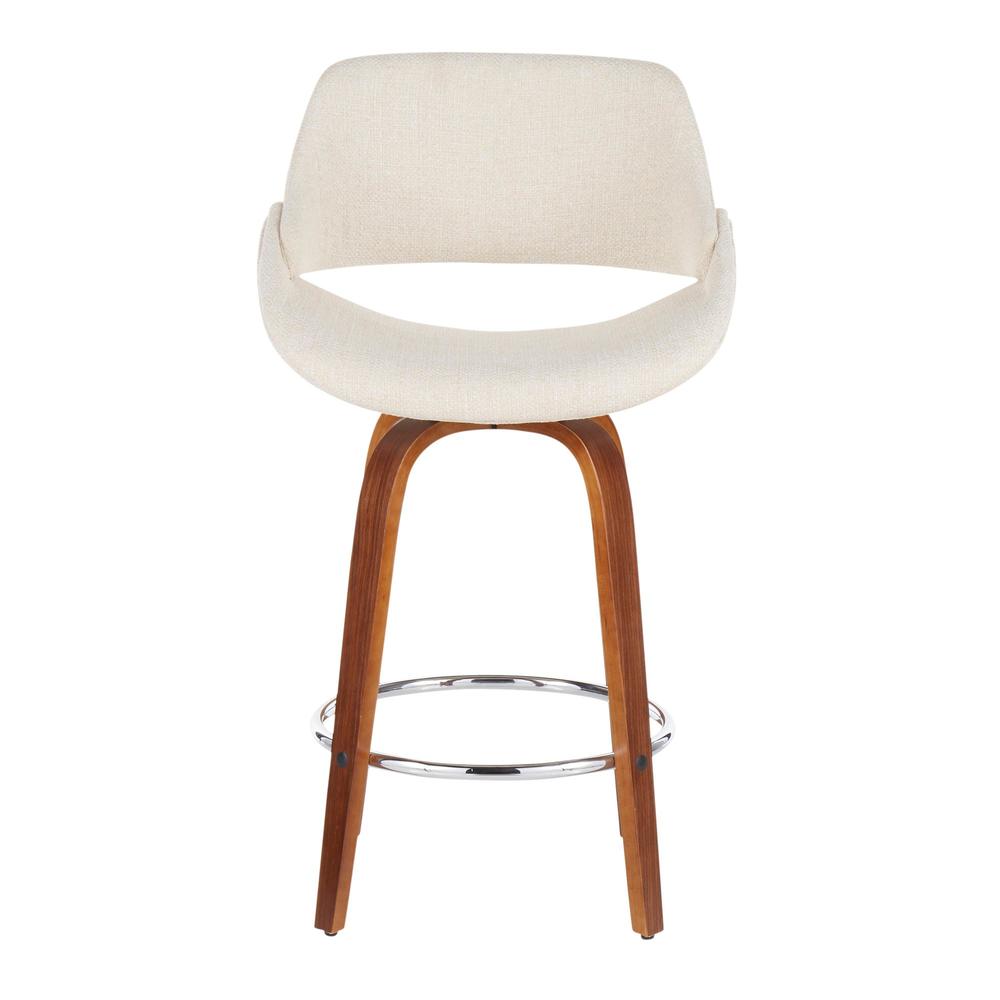 Walnut Wood, Cream Fabric, Chrome Fabrico Counter Stool - Set of 2