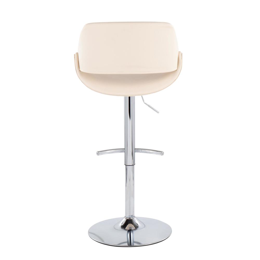 Chrome, Cream PU Fabrico Adjustable Bar Stool - Set of 2