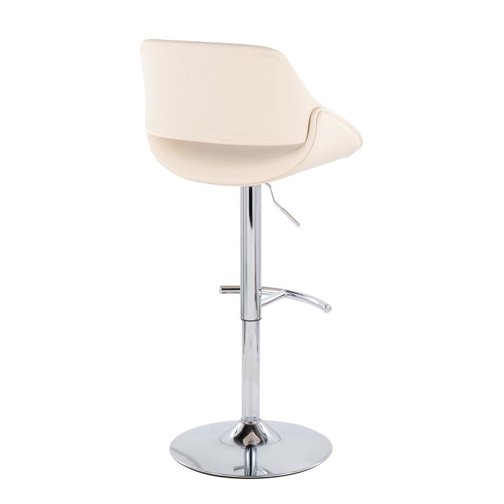 Chrome, Cream PU Fabrico Adjustable Bar Stool - Set of 2