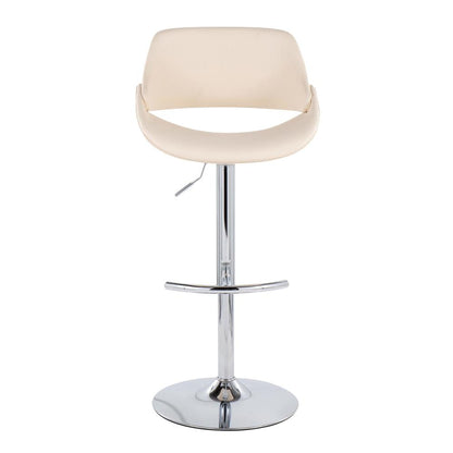 Chrome, Cream PU Fabrico Adjustable Bar Stool - Set of 2
