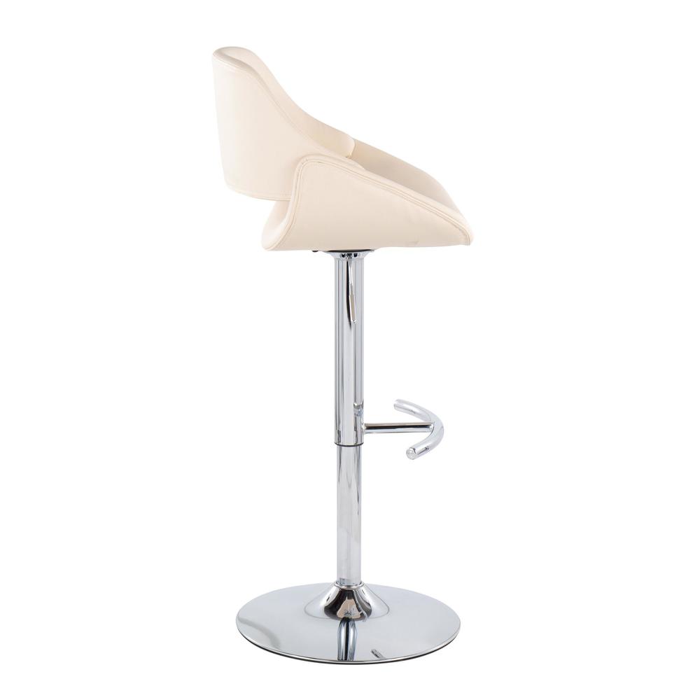 Chrome, Cream PU Fabrico Adjustable Bar Stool - Set of 2