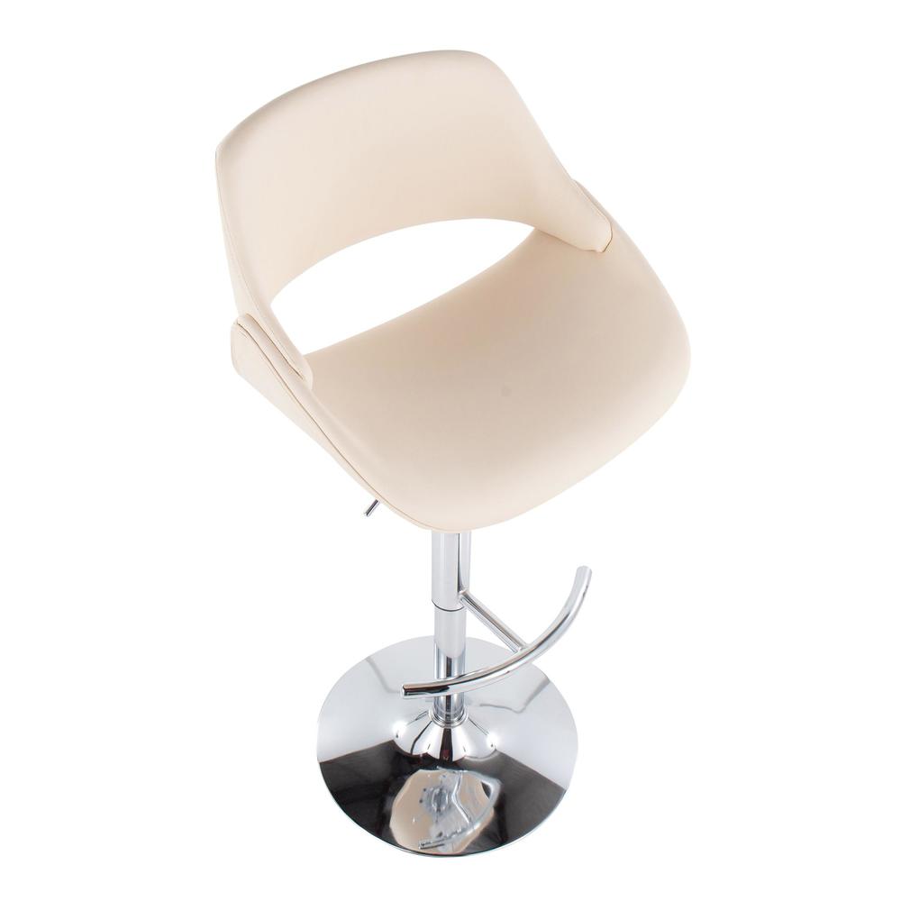 Chrome, Cream PU Fabrico Adjustable Bar Stool - Set of 2
