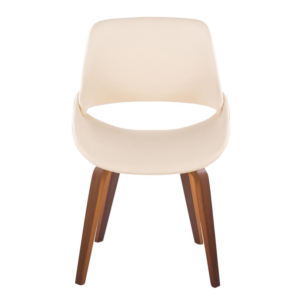 Walnut Wood, Cream PU Fabrico Chair - Set of 2