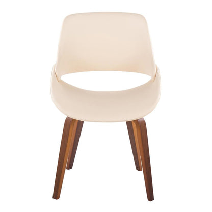 Walnut Wood, Cream PU Fabrico Chair - Set of 2