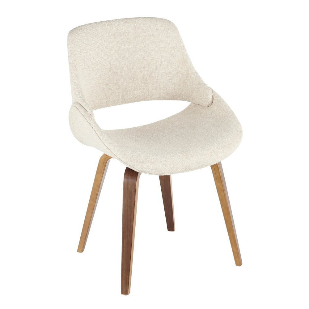 Walnut Wood, Cream PU Fabrico Chair - Set of 2