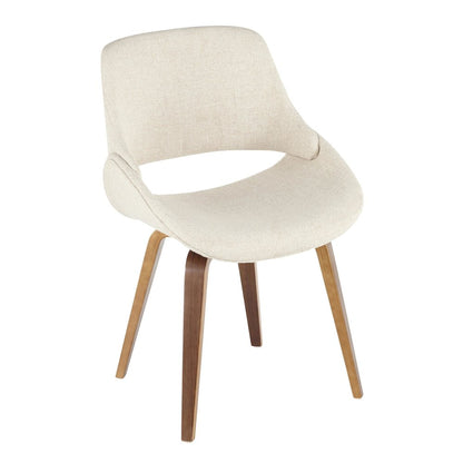 Walnut Wood, Cream PU Fabrico Chair - Set of 2