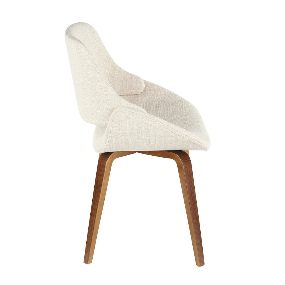 Walnut Wood, Cream PU Fabrico Chair - Set of 2