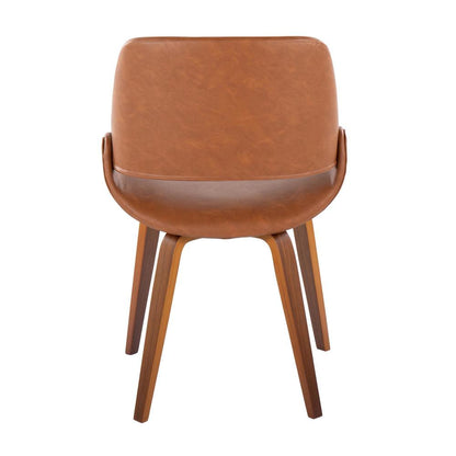Walnut Wood, Camel PU Fabrico Chair - Set of 2