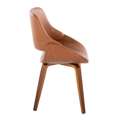 Walnut Wood, Camel PU Fabrico Chair - Set of 2