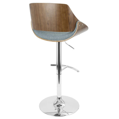Walnut, Blue Fabrizzi Barstool