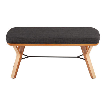 Natural Wood, Charcoal Fabric Folia Bench