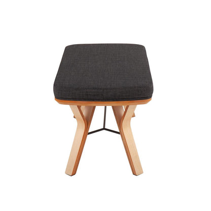 Natural Wood, Charcoal Fabric Folia Bench