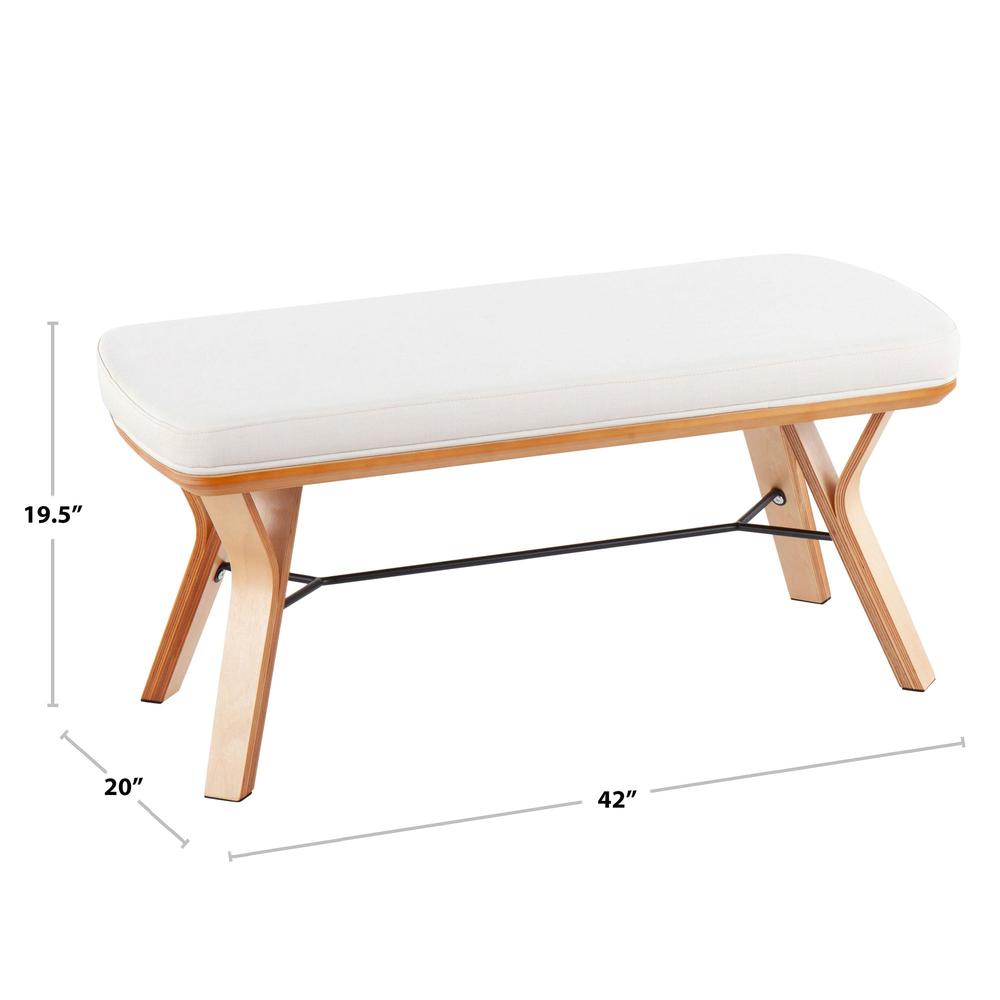 Natural Wood, Cream Fabric Folia Bench