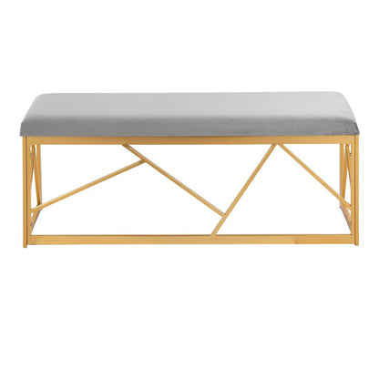 Gold Steel, Grey Velvet Folia Metal Bench
