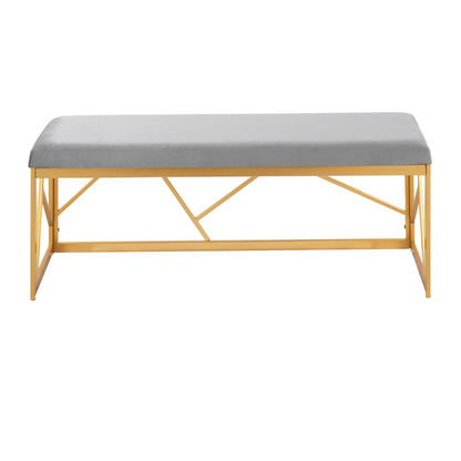 Gold Steel, Grey Velvet Folia Metal Bench