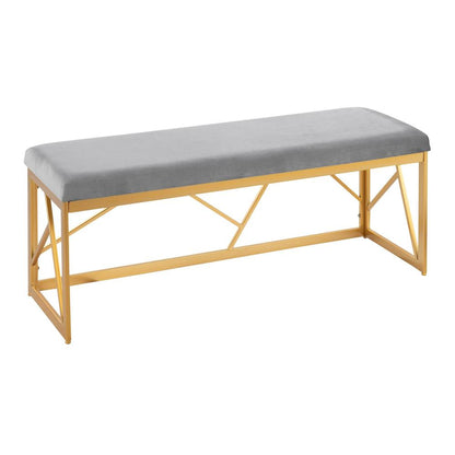 Gold Steel, Grey Velvet Folia Metal Bench