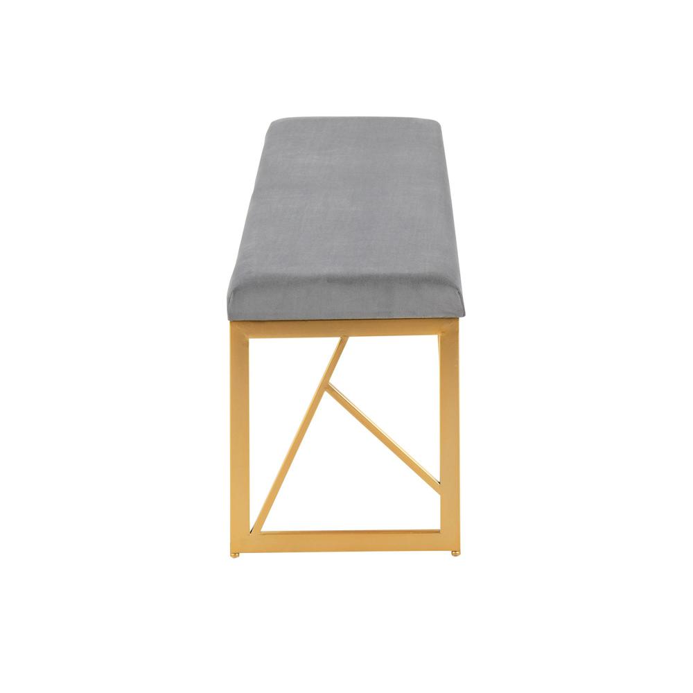 Gold Steel, Grey Velvet Folia Metal Bench