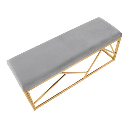Gold Steel, Grey Velvet Folia Metal Bench