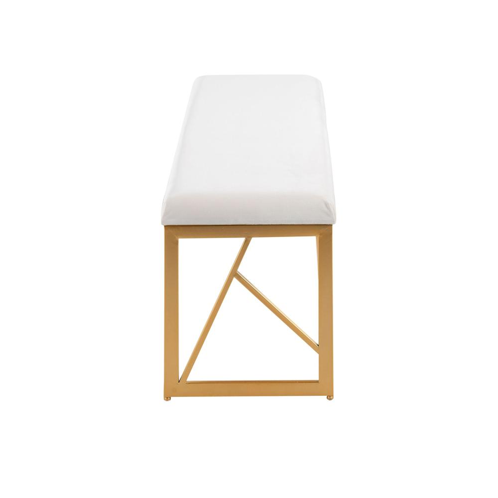 Gold Steel, White Velvet Folia Metal Bench