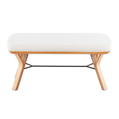 Natural Wood, Cream Fabric Folia Bench