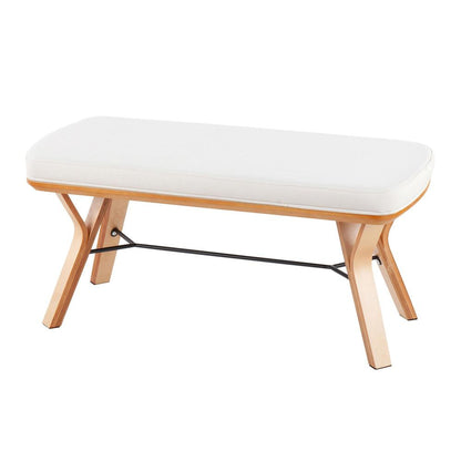 Natural Wood, Cream Fabric Folia Bench