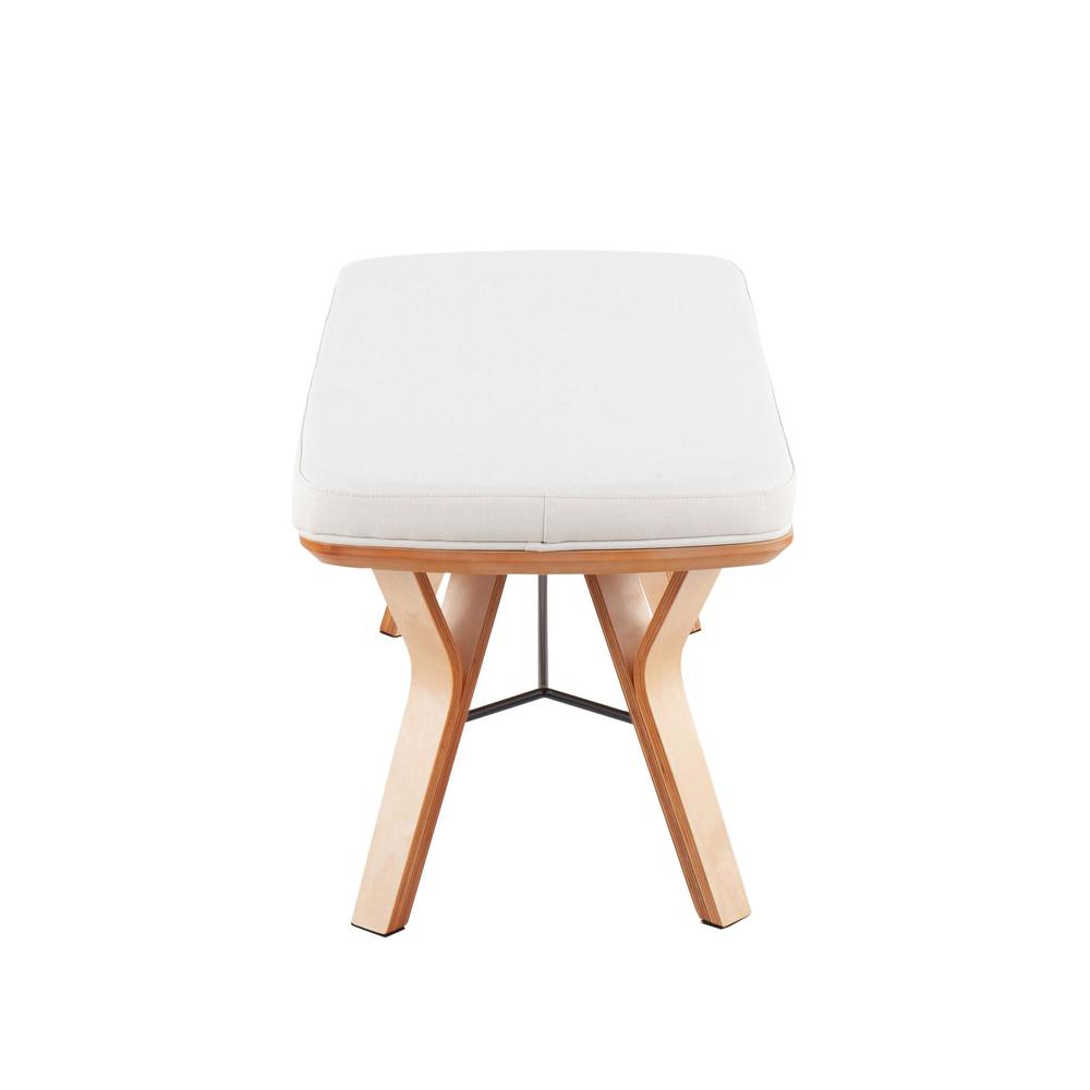 Natural Wood, Cream Fabric Folia Bench