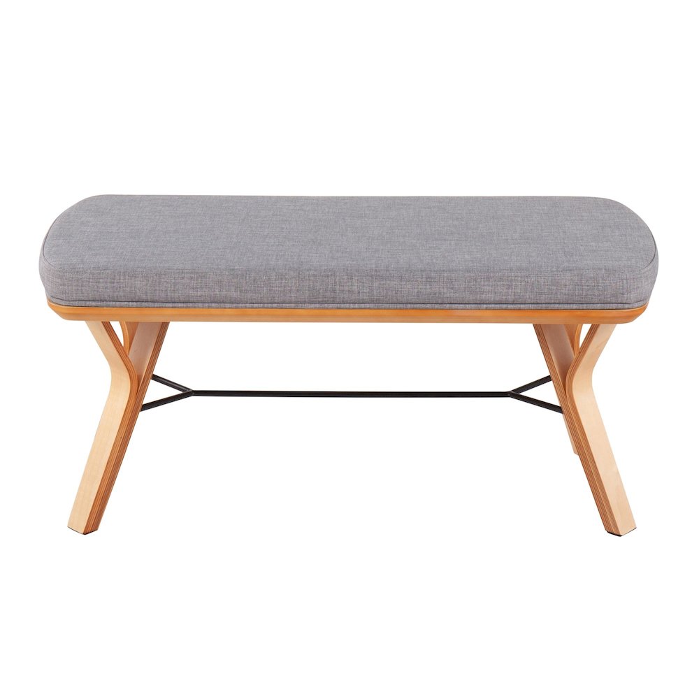 Natural Wood, Light Grey Fabric Folia Bench