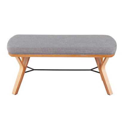 Natural Wood, Light Grey Fabric Folia Bench